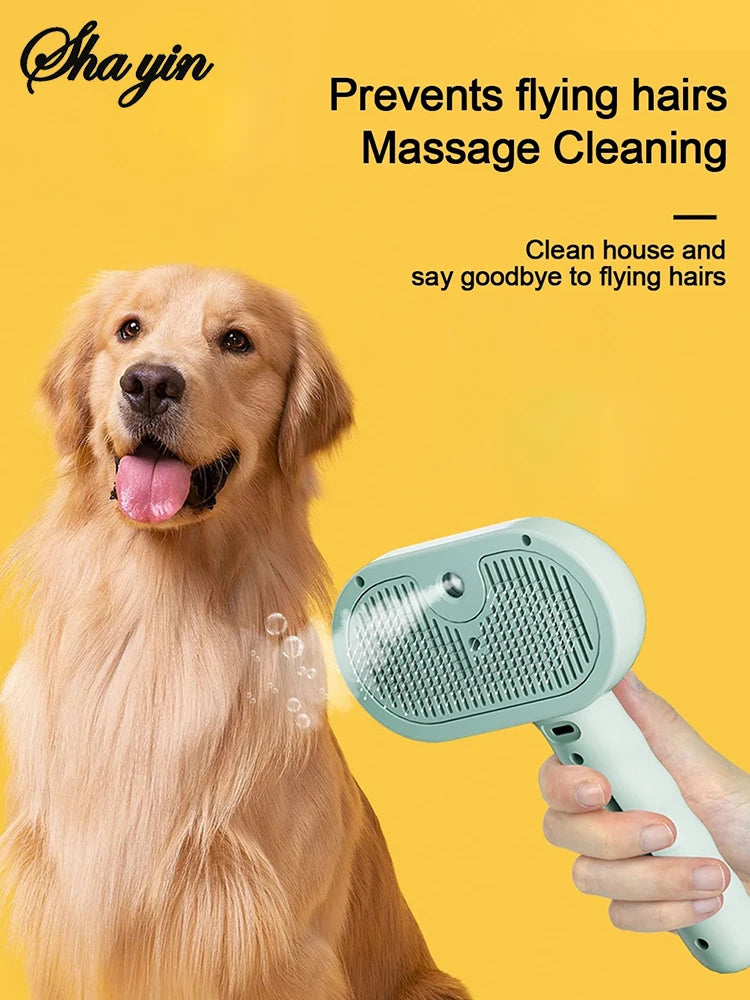 Pet Steam Grooming Brush with Spray Function