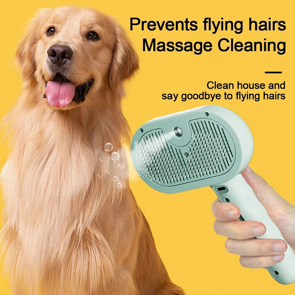 Pet Steam Grooming Brush with Spray Function