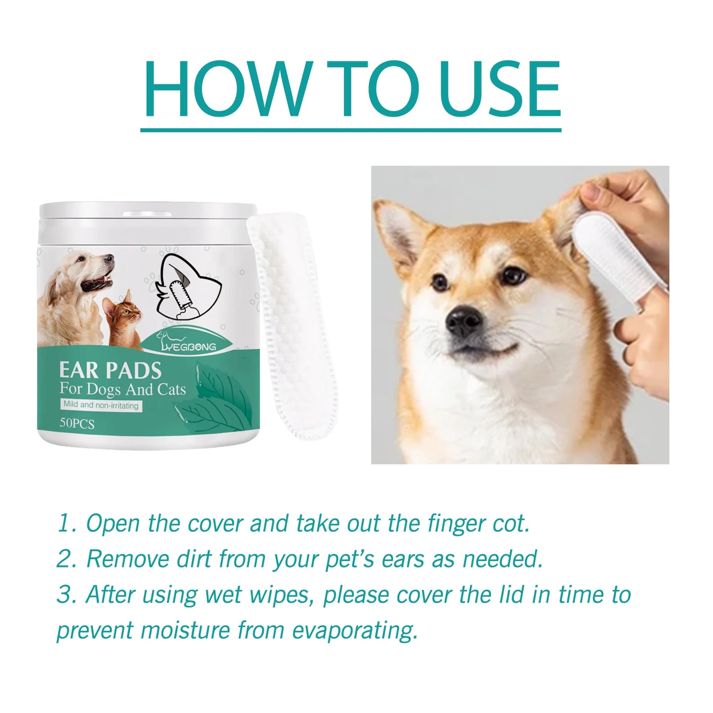 Pet Cleaning Finger Wipes for Cats & Dogs