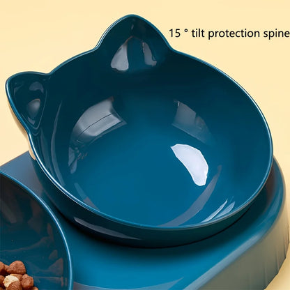 3-in-1 Cat Food & Water Bowl with Gravity Feeder