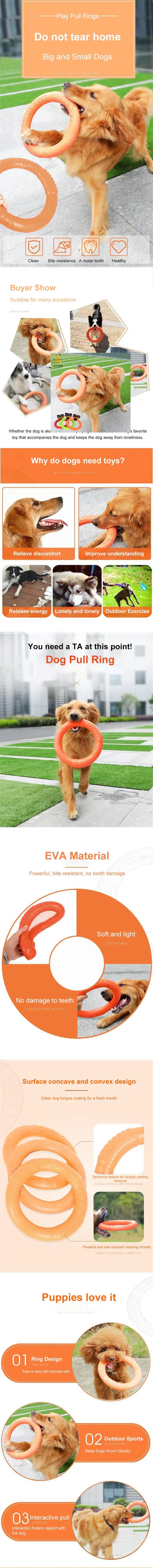Orange EVA Dog Training Flying Disk & Ring Puller Toy