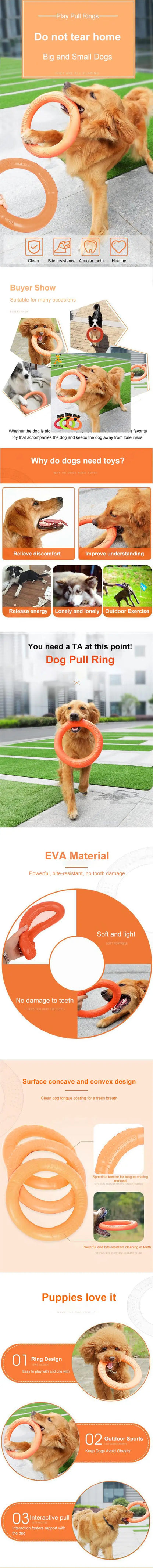 Orange EVA Dog Training Flying Disk & Ring Puller Toy