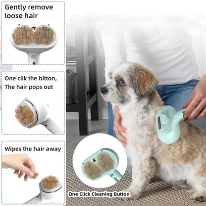 Pet Steam Grooming Brush with Spray Function