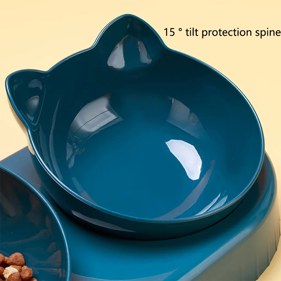 3-in-1 Cat Food & Water Bowl with Gravity Feeder