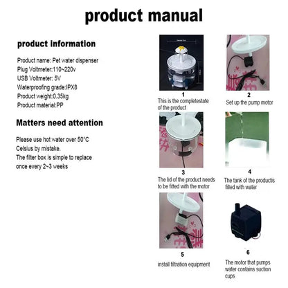 Automatic USB Electric Pet Water Fountain (1200mL)