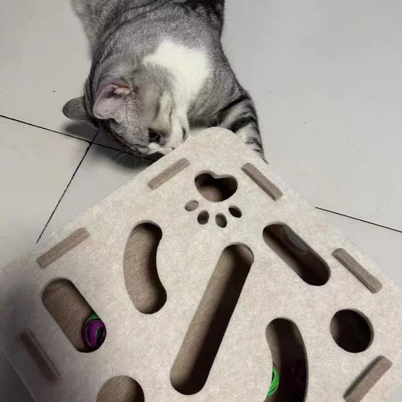 Interactive Cat Maze Puzzle Toy with Bell Balls
