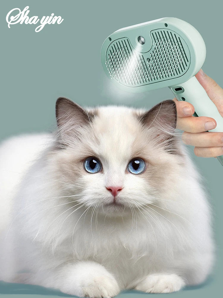 Pet Steam Grooming Brush with Spray Function