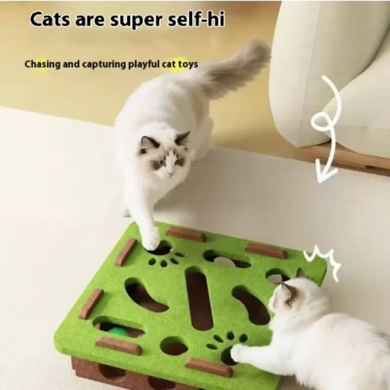 Interactive Cat Maze Puzzle Toy with Bell Balls