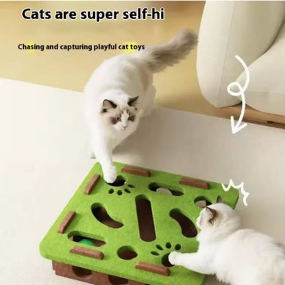 Interactive Cat Maze Puzzle Toy with Bell Balls